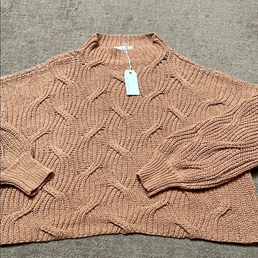 Large Cowl Neck Oversized Cropped Sweater with Chunky Knit Texture NWT Cozy